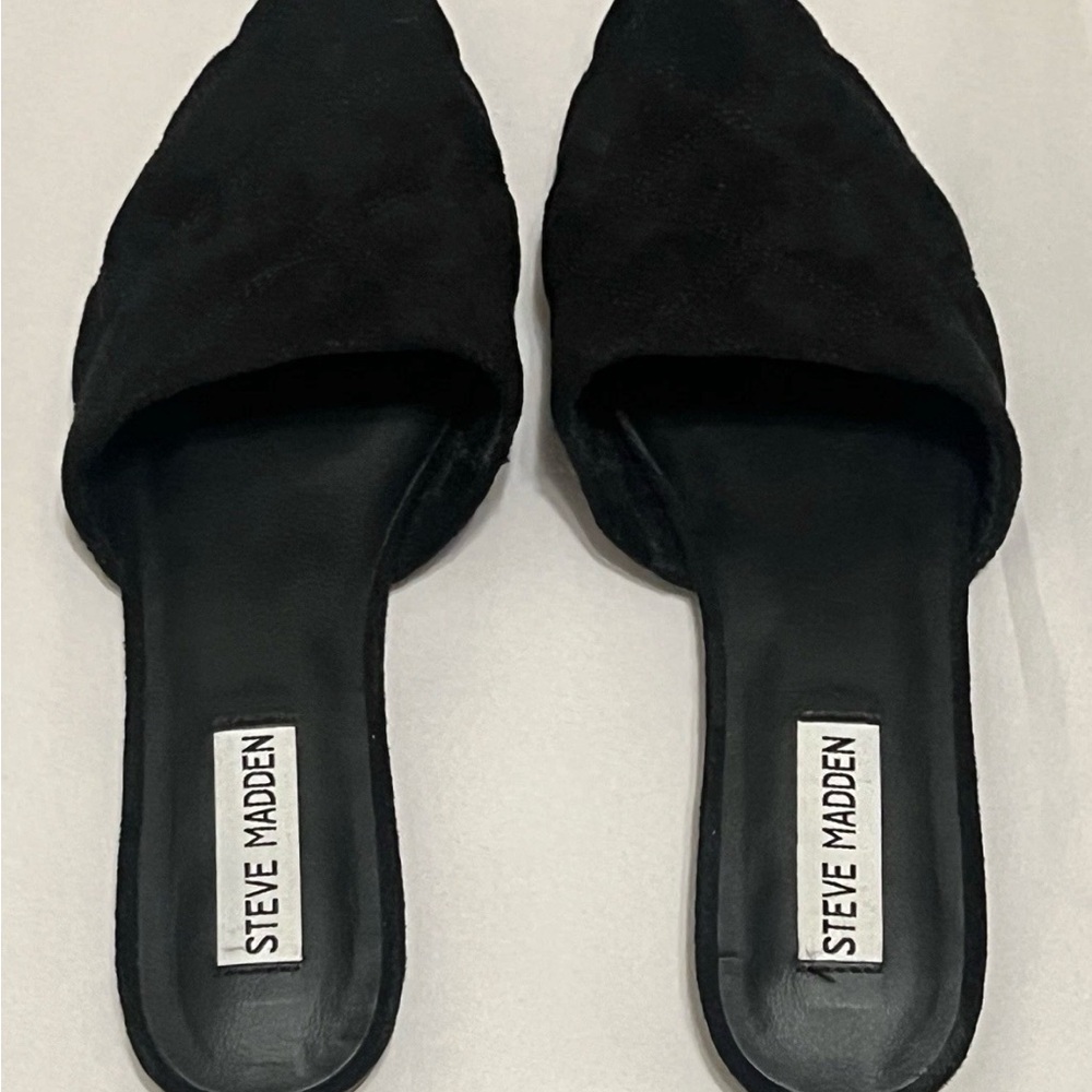 Steve Madden Black Suede Mules Size 8